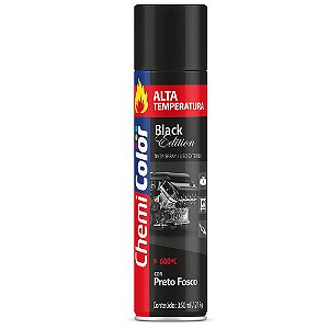 Tinta Spray Alta Temperatura Preto Fosco 350ml - Chemicolor