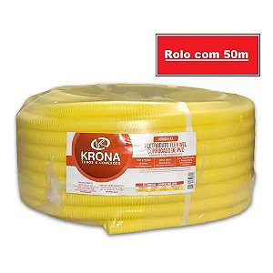 Eletroduto Flexível Tubo Corrugado Leve Amarelo 20mm x 50 Metros - Krona