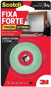 Fita Dupla Face Fixa Forte Fixação Extrema - 24 mm x 2 m - 3M Scotch