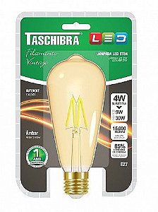 LAMP LED FILAMENTO VINTAGE ST64 4W AMBAR TASCHIBRA