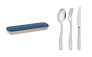 CONJUNTO TALHER INOX C/ESTOJO AZUL CUTLERY