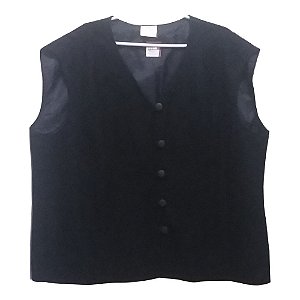 Colete de Lã Batida Forrado Preto Tamanho 58 Plus Size