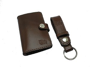 Kit Porta Cartão crédito ou Banco + Chaveiro Marrom