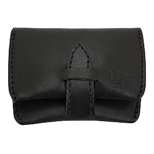 Carteria Porta Cartões Dupla - Couro Legítimo - preto