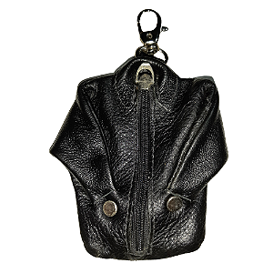 Porta Moedas Jaquetinha - Couro Legítimo - Preta