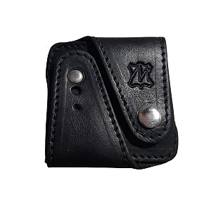 Porta Moedas Em Couro Quadrado Preto - couro legítimo