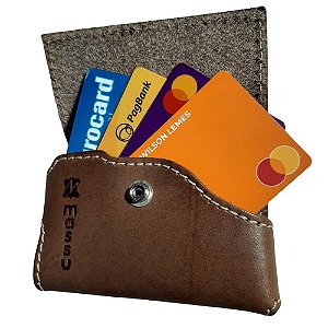 Porta Notas E Cartões Will - Couro Legítimo - cor Chocolate