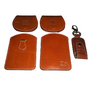 Kit 05 Peças Em Couro Legítimo