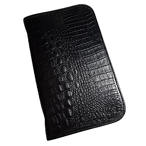 Porta Cd/dvds 40 Discos - cor Preto Croco - Couro Legitimo