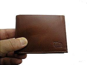 Carteira Couro Urigami Masculina Pequena Minimalista Cor Pinhão Liso - couro