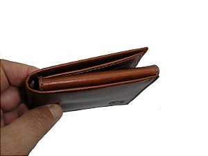 Carteira Unisex Pequena - Couro Legítimo - Pinhão liso