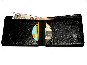 Carteira Couro Masculina - Preto Elefante - Texana Grande
