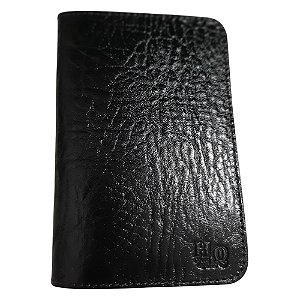 Capa Passaporte C/ 4 Divisórias - Cor preto elefante- Couro Legítimo