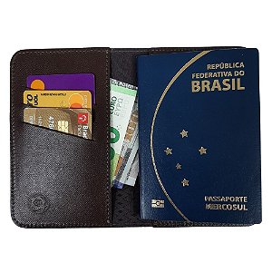 Capa Passaporte C/ 4 Divisórias - Cor Marrom- Couro Legítimo