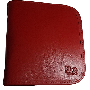 Porta Cd/dvds  20 Discos - cor Vermelho - Couro Legitimo
