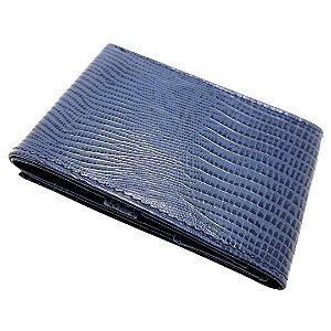 Porta Talão Cheque Longo - Couro Legítimo - Azul
