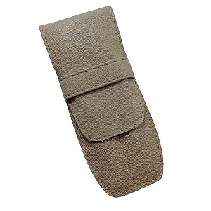 Porta 02 Canetas em Couro  Selaria cor creme