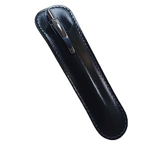 Porta Caneta/Lapiseira em Couro Legítimo - preto liso