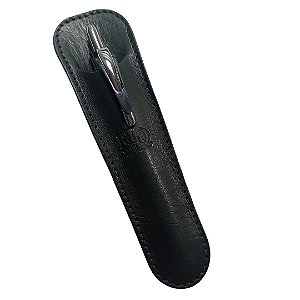 Porta Caneta/ Lapiseira - Couro Legítimo - preto
