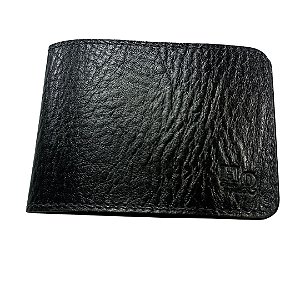 Porta Talão Cheques - 2 Divisórias Couro Legítimo Preto Elefante