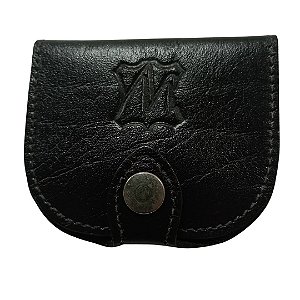 Porta Moedas Em Couro Legítimo - Cor Preta liso