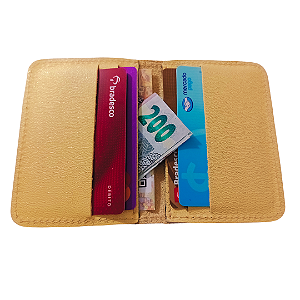 Porta cartões Banco ou Crédito em couro - Creme