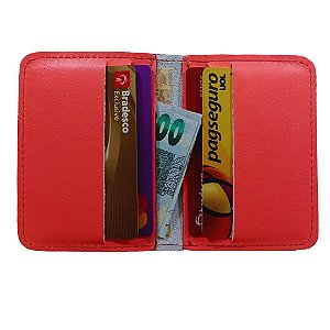 Porta cartões Banco ou Crédito em couro - Vermelho