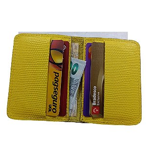 Porta cartões Banco ou Crédito em couro - Amarelo escuro