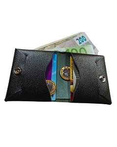 Mini carteira em couro legítimo tipo Fóssil - vaqueta