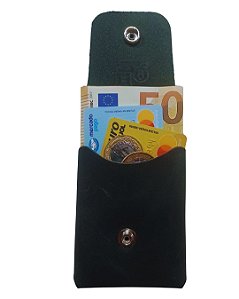 Mini Carteira Artesanal Vertical - Preto chumbo