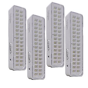 4 Luminárias de Emergência Bivolt Bateria Recarregável Elgin