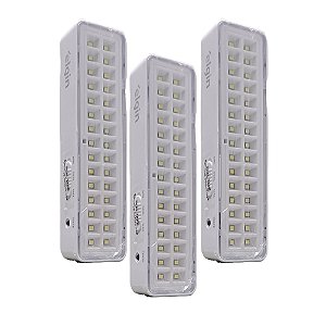 3 Luminárias de Emergência Bivolt Bateria Recarregável Elgin