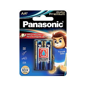 Cartela com 2 Pilhas Alcalina Premium A A Pequenas Panasonic