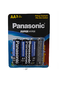 Cartela 8 Pilhas Panasonic Super Hyper AA Comum Peq. 1.5V