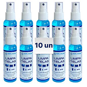 10 Limpadores  Tela Profissional Anti Marcas Implastec 60ml