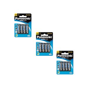 12 Pilhas Panasonic Super Hyper AA  Comum  Pequena 1.5V
