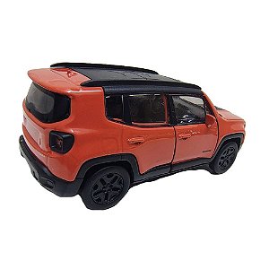 Miniatura Jeep Renegade Welly 1:34 Metal Laranja Teto Preto Laranja