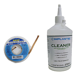 Kit Limpeza Placa Fita Dessoldadora 3mm + Cleaner 250ml