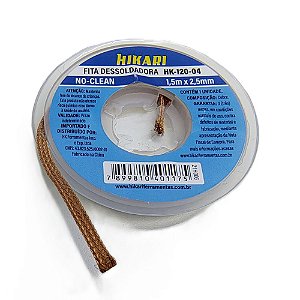 Fita Malha Dessoldadora Cobre 2,5mm 1,5m Hk-120 No-clean