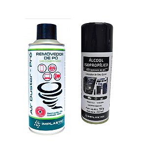 Kit Implastec Spray Manutenção Isopropanol + Air Duster