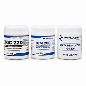 Kit 3 Graxas Implastec Cobre Silicone Mecanismo 100g