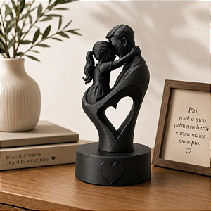 Presente Pai E Filha Dia Dos Pais Estatueta Preta Decoração