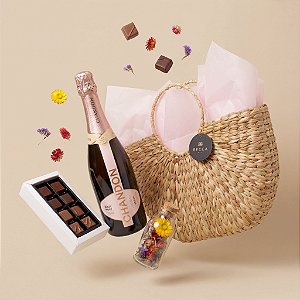 Cesta Luxo com Espumante Chandon e Bombons Noir