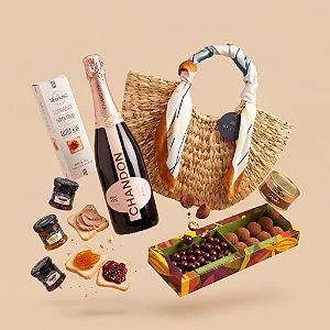 Cesta Luxo Chandon, Chocolates Dengo & Lenço