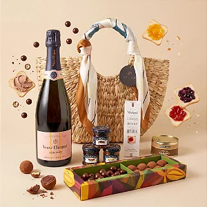 Cesta Luxo Veuve Clicquot Rich Rosé, Dengo & Lenço