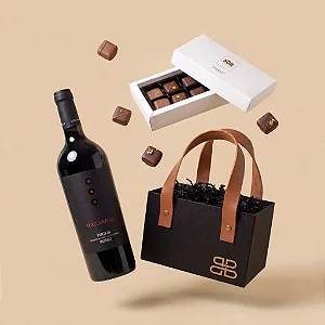 Kit Vinho Italiano Luccarelli & Chocolates Cacau Noir