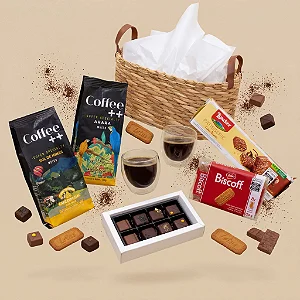 Cesta Degustação Coffee ++ Duplo, Cacau Noir & Biscoff