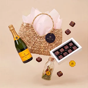 Cesta Luxo Petit Veuve Clicquot & Chocolates Cacau Noir