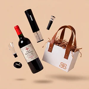 Kit Vinho Bordeaux & Saca-Rolhas Elétrico Automático