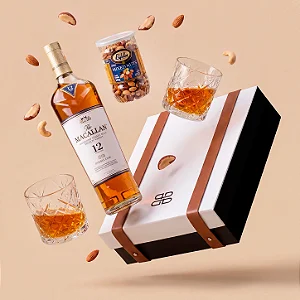 Kit Whisky The Macallan 12 Anos, Copos & Nuts